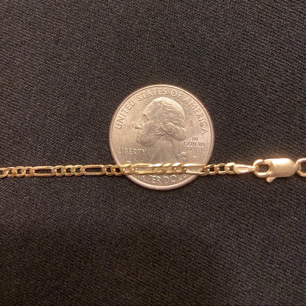 Gold Chain 14k Gold Vermeil Figaro 18in 2mm - Picture 4 of 5